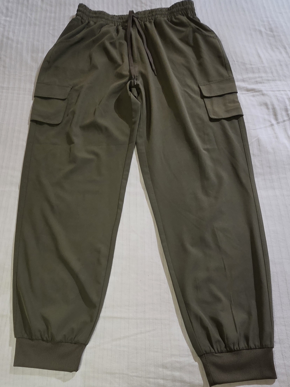 Ci Sono Rayon-Linen Blend Pants Womens Size Medium Olive Green Elastic Waist...